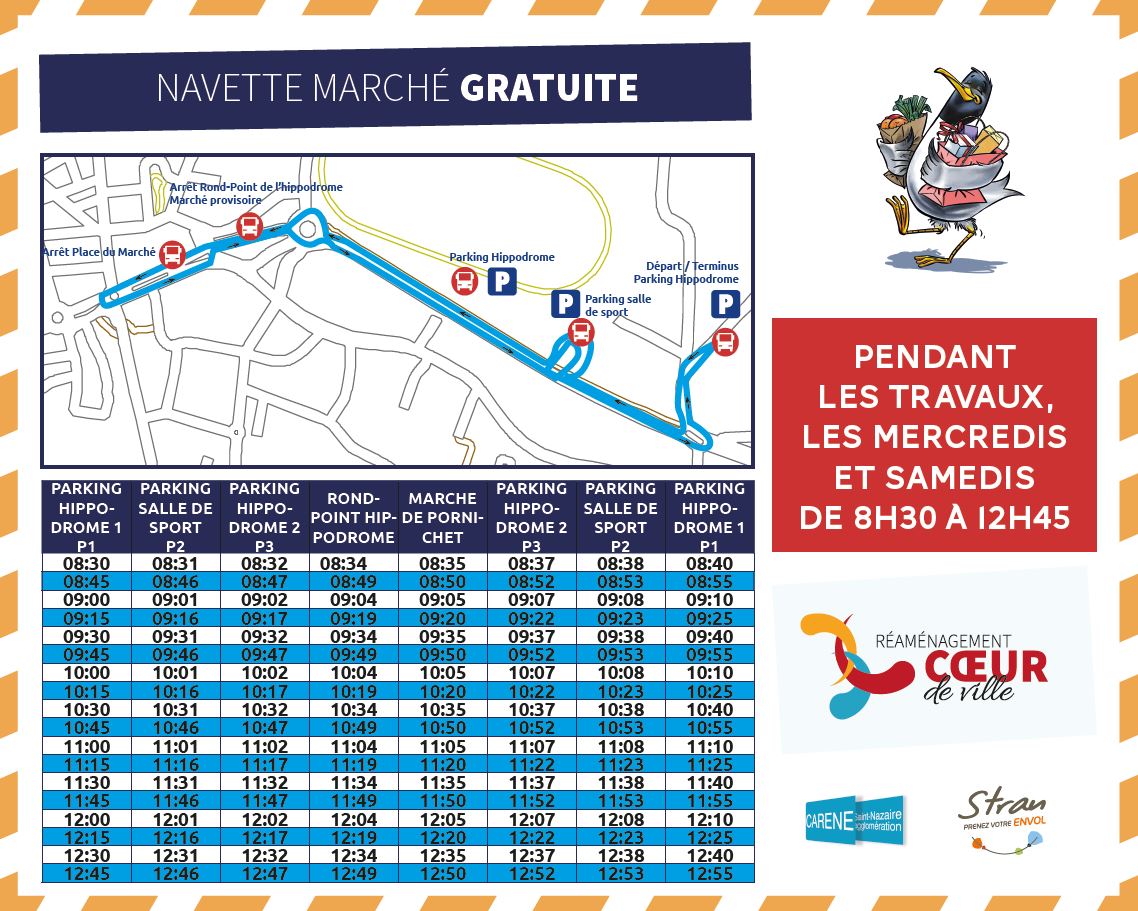 Horaires des navettes parking